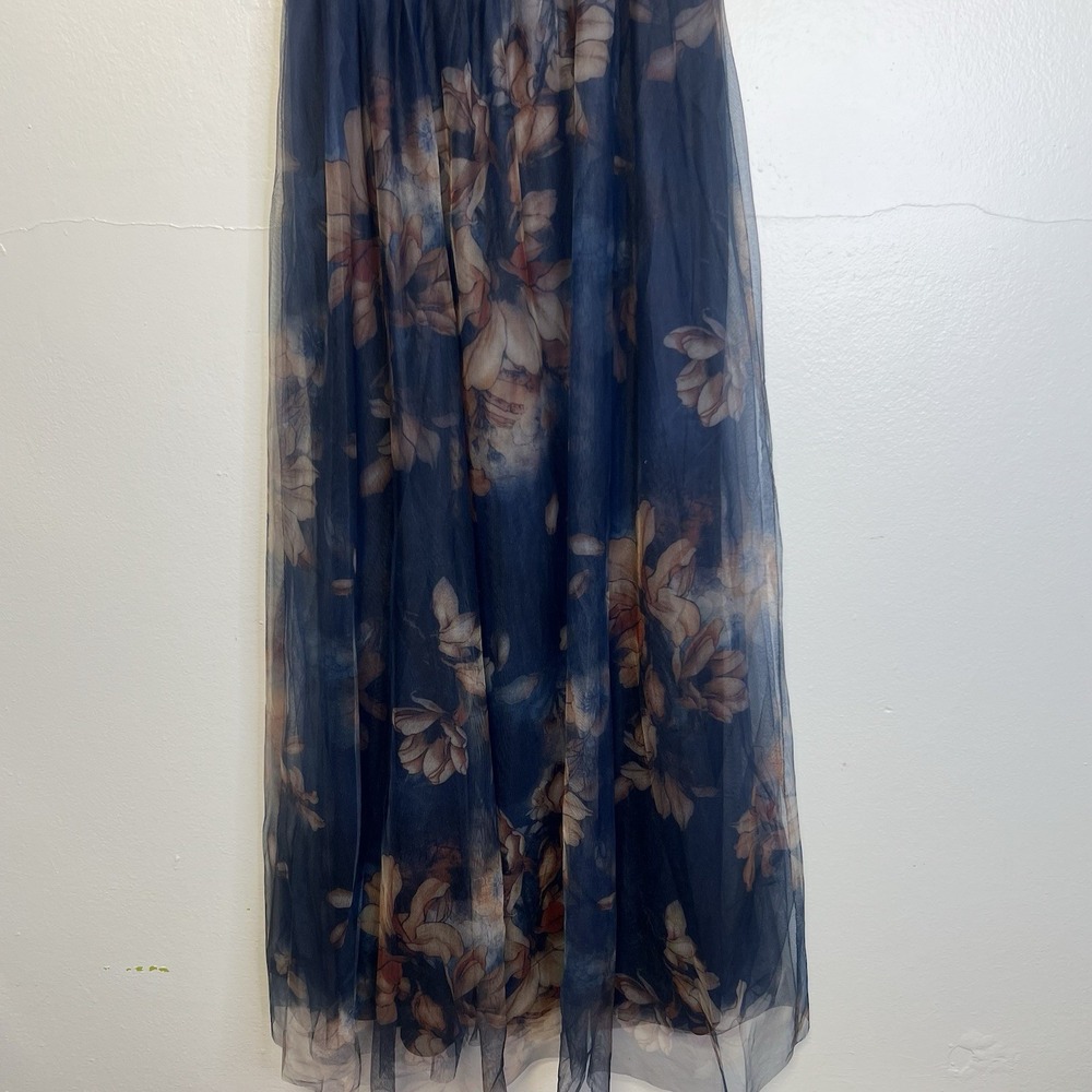 Baltic Born Cassandra‎ Tulle Maxi Dress Dark Blue Floral SZ xl Ethereal Romantic - Picture 6 of 16